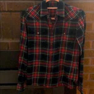 Ralph Lauren fitted tartan plaid flannel shirt